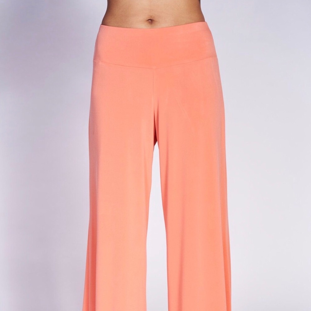 Coral Palazzo pant. Comfortable wrinkle free starch knit fabric that is washable